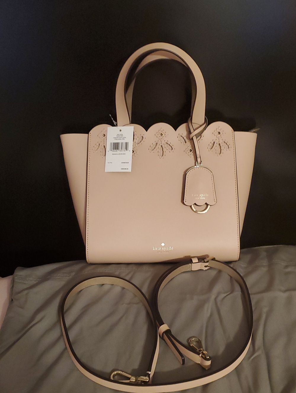 kate spade Blush Scallop-Trim Leather Satchel